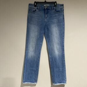 DL1961 Jeans Womens 27 Mara Straight Mid Rise Instasculpt Ankle Raw Hem Denim